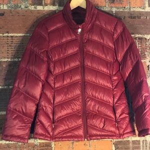 Red lightweight packable jacket